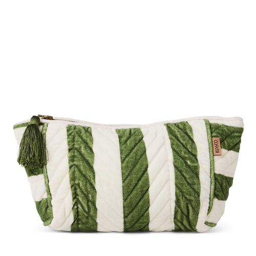 Kip&Co Moss Stripe Velvet Toiletry Bag